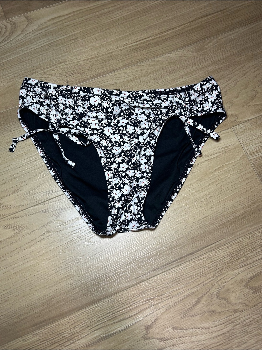 La Vie En Rose Black and White Floral Bikini Bottoms